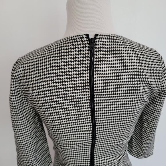 Alice + Olivia Delora Mini Dress Houndstooth Sheath Wool Graphic Women 4 - Picture 7 of 13